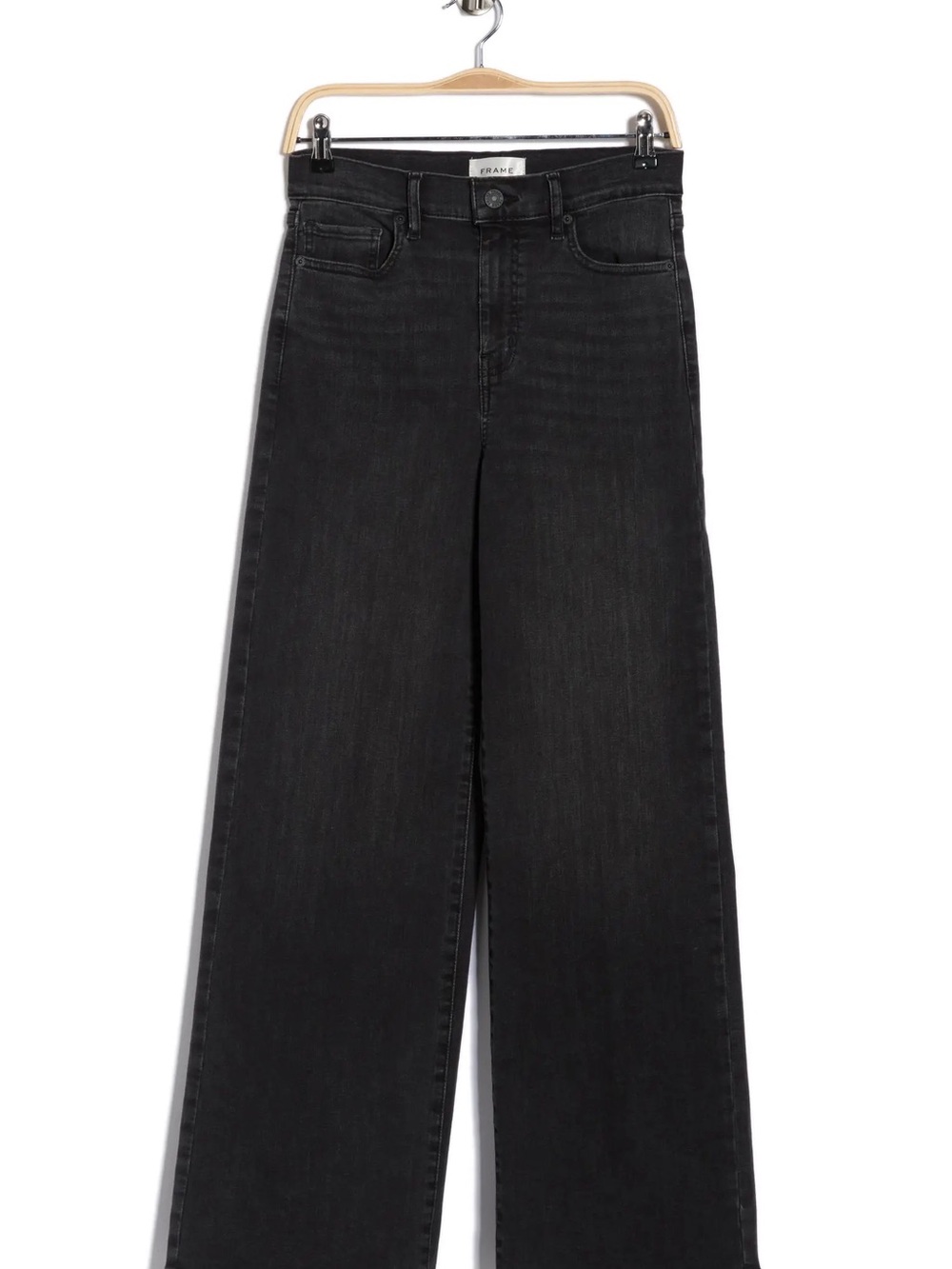 Frame Denim Black Wide-Leg High-Rise Jeans - Flared Silhouette